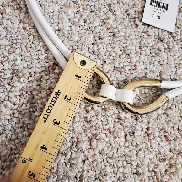 White 100% Genuine Leather Belt with Loop hardware Women O/S - Picture 6 of 16